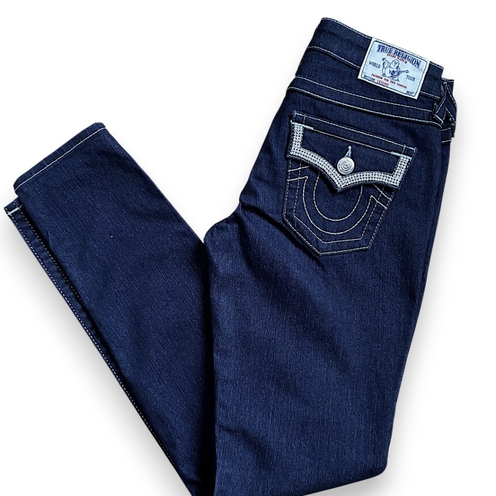 TRUE RELIGION Skinny Jeans crystal-embellished pocket Size 28